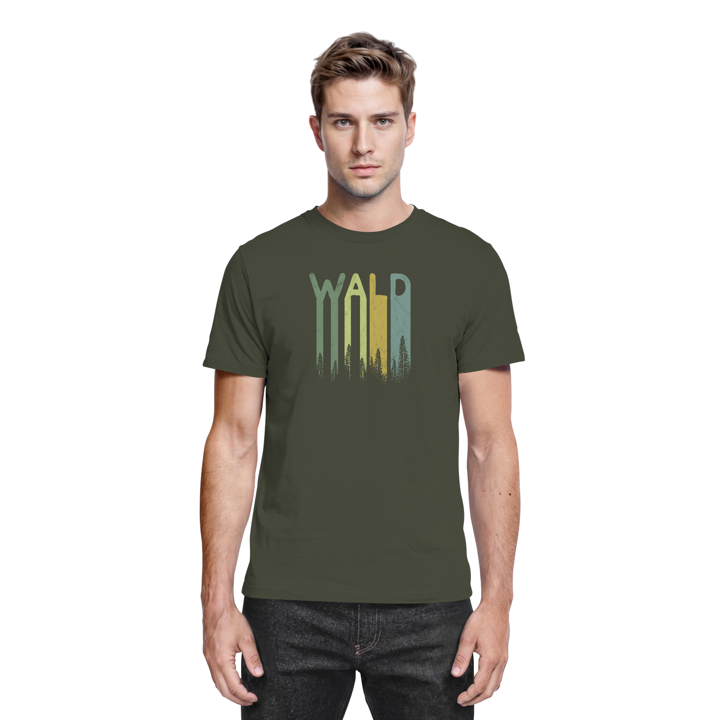 Wald Retro Forst Schriftzug - Premium Shirt