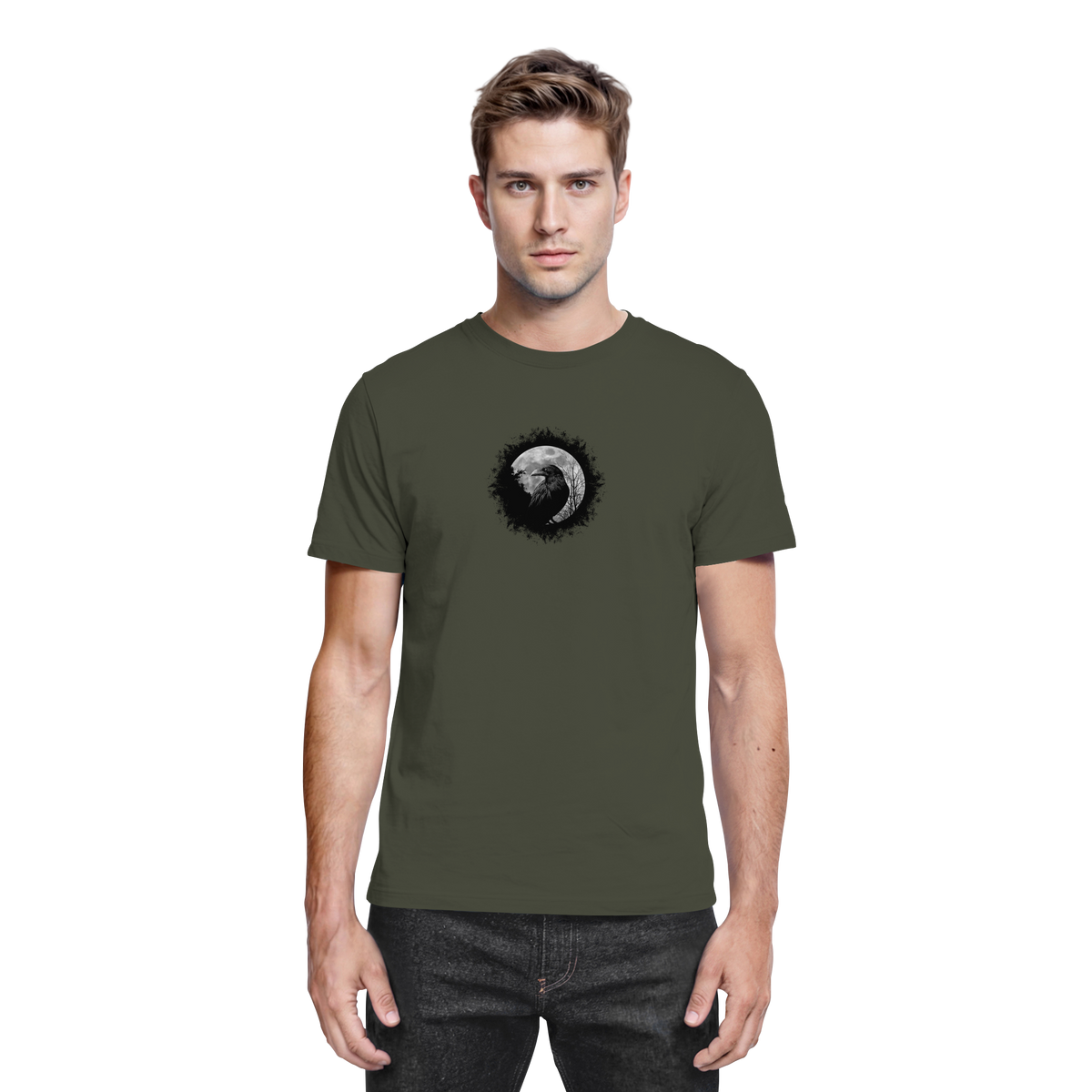 Schwarzer Rabe bei Vollmond  - Premium Shirt