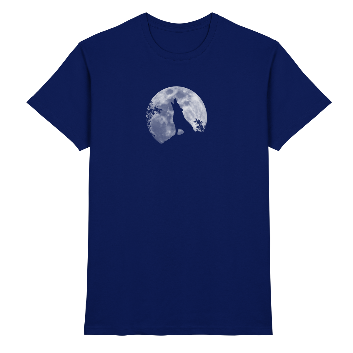 Heulender Wolf Silhouette vor Vollmond - Premium Shirt