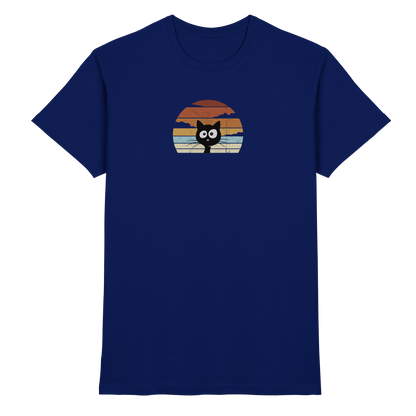 Retro schwarze Katze vor Sonnenuntergang - Premium Shirt