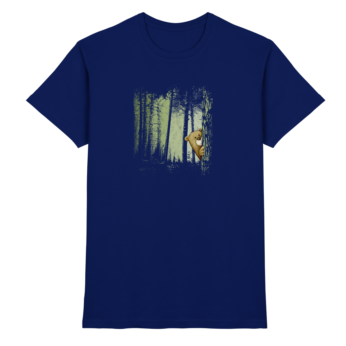 Comic Bär versteckt im Zwielicht Wald - Premium Shirt