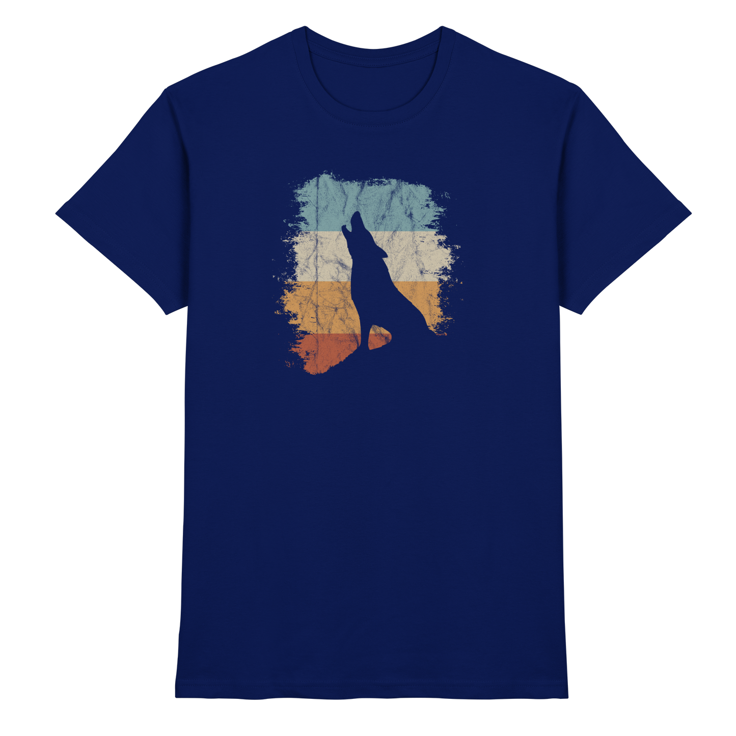 Retro Style lässig heulender Wolf  - Premium Shirt