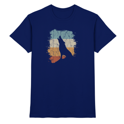 Retro Style lässig heulender Wolf  - Premium Shirt
