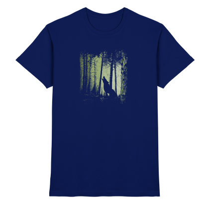 Einsamer Wolf im Zwielicht Wald  - Premium Shirt