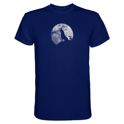 Heulender Wolf Silhouette vor Vollmond - Premium Shirt