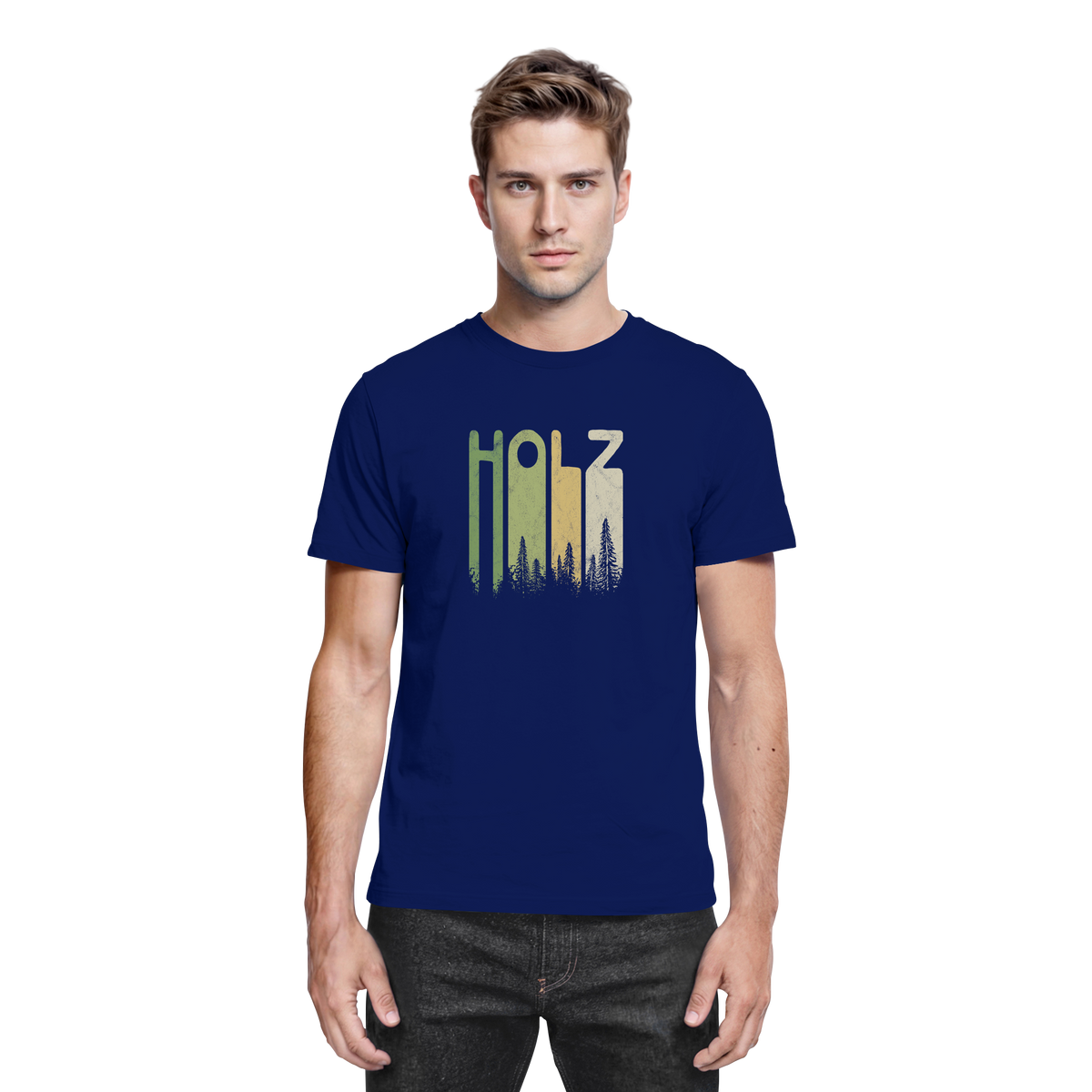 Holz Retro Wald Schriftzug - Premium Shirt