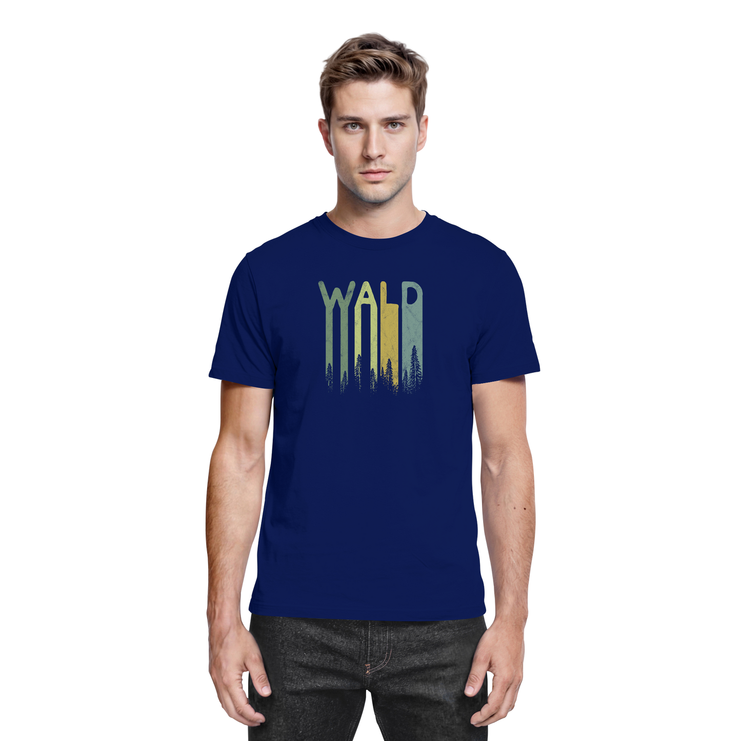Wald Retro Forst Schriftzug - Premium Shirt