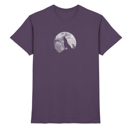 Heulender Wolf Silhouette vor Vollmond - Premium Shirt