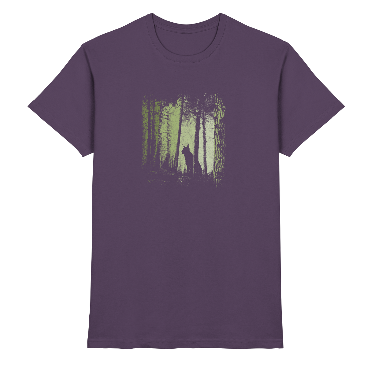 Luchs Wildkatze im Zwielicht Wald - Premium Shirt