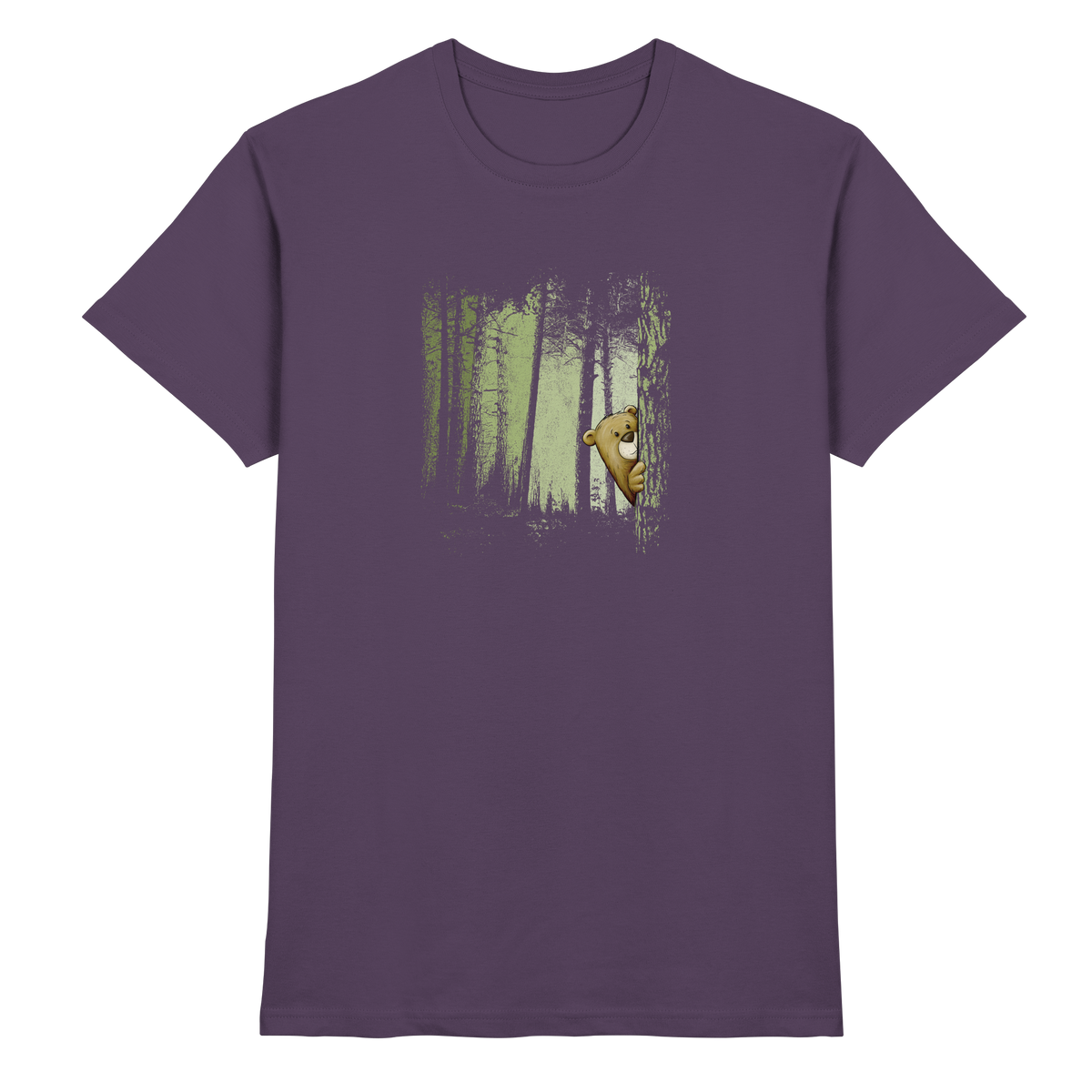 Comic Bär versteckt im Zwielicht Wald - Premium Shirt