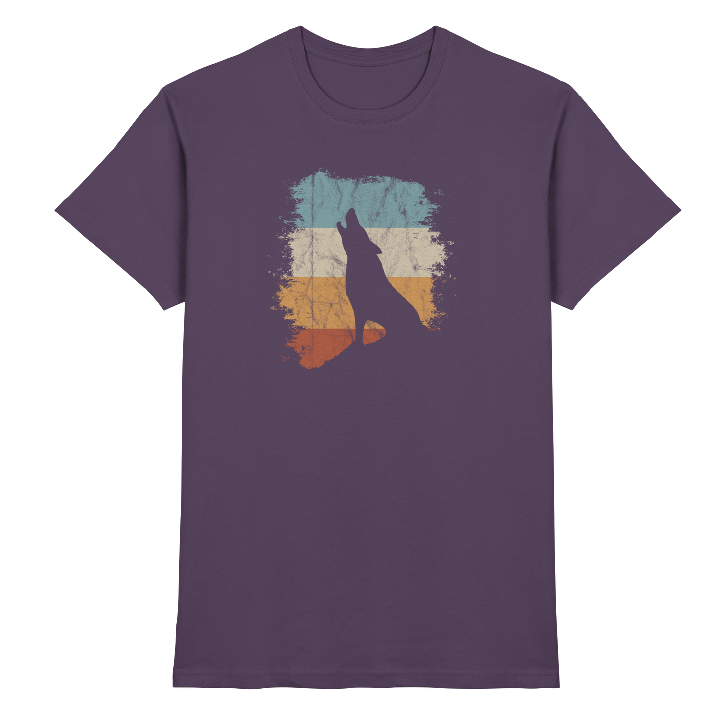 Retro Style lässig heulender Wolf  - Premium Shirt