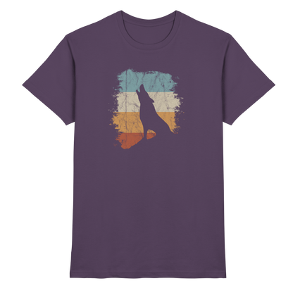 Retro Style lässig heulender Wolf  - Premium Shirt
