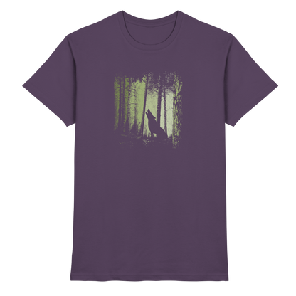 Einsamer Wolf im Zwielicht Wald  - Premium Shirt