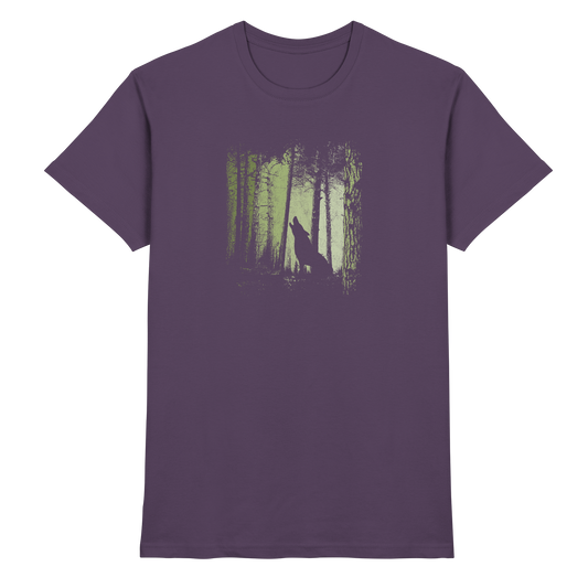 Einsamer Wolf im Zwielicht Wald  - Premium Shirt