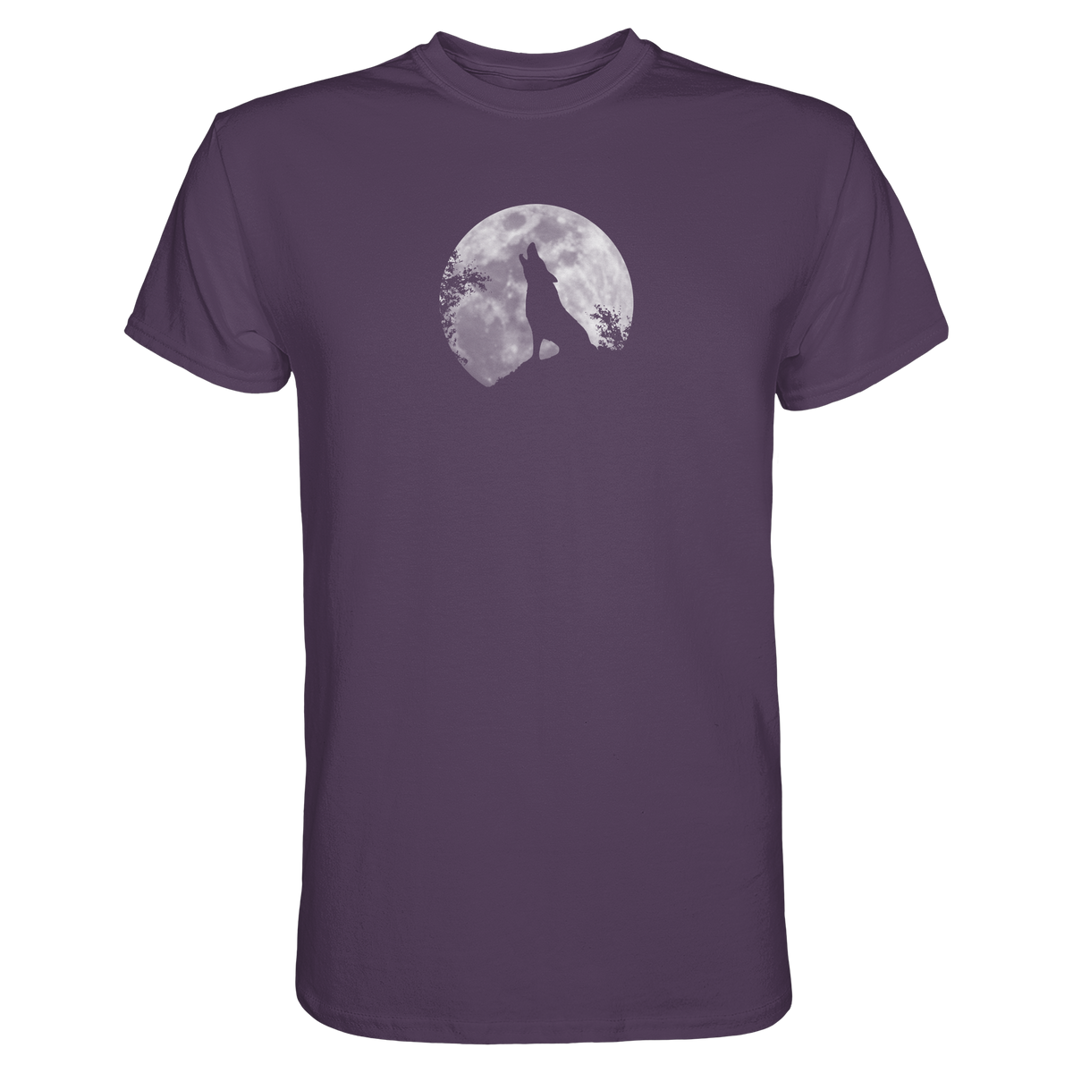 Heulender Wolf Silhouette vor Vollmond - Premium Shirt