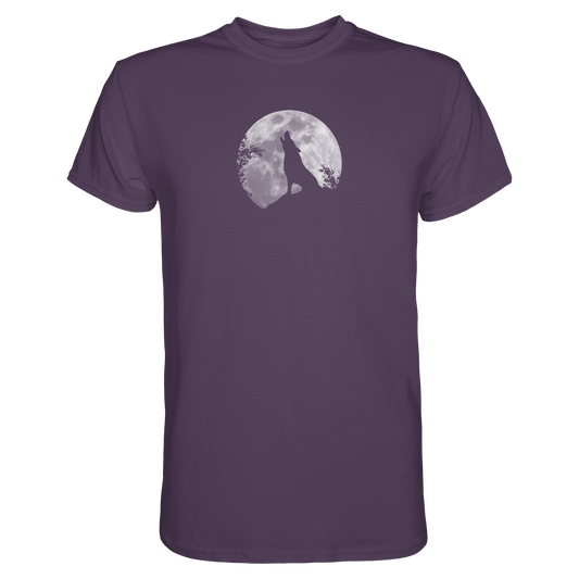 Heulender Wolf Silhouette vor Vollmond - Premium Shirt