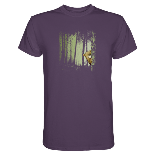Comic Bär versteckt im Zwielicht Wald - Premium Shirt
