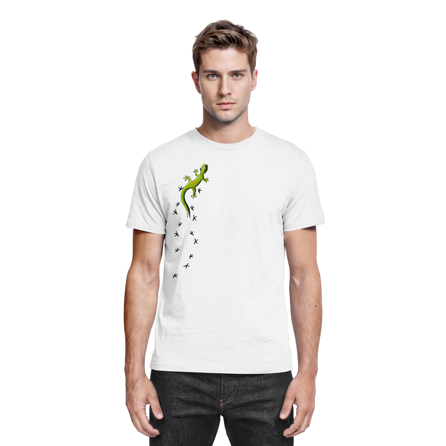 Kletternder Gecko mit Spuren - Premium Shirt