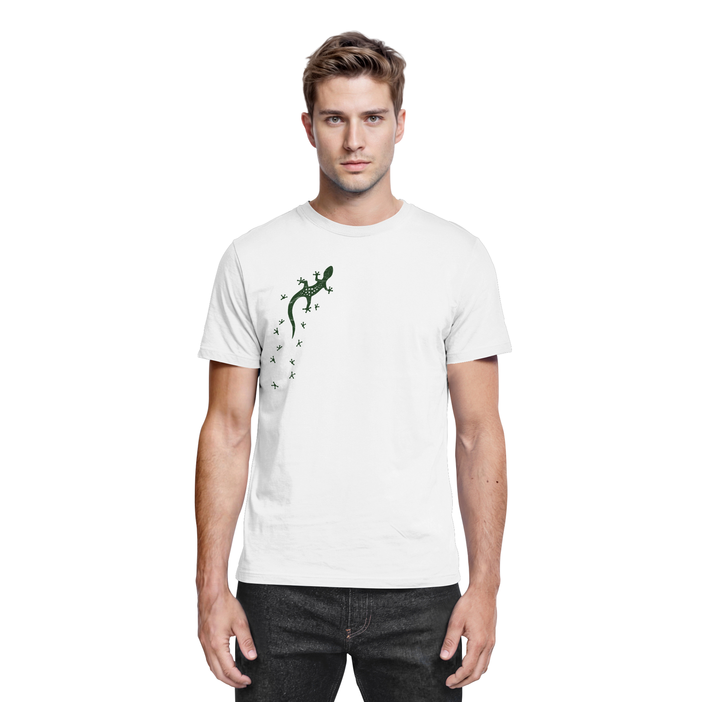 Gecko Eidechse Silhouette dunkel - Premium Shirt