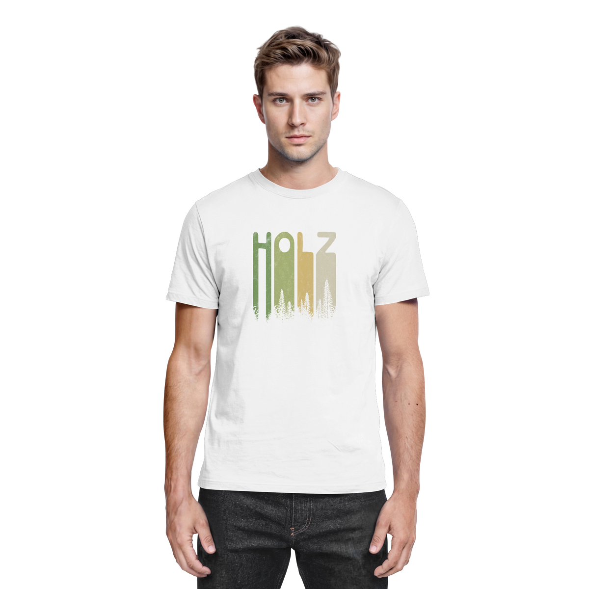 Holz Retro Wald Schriftzug - Premium Shirt