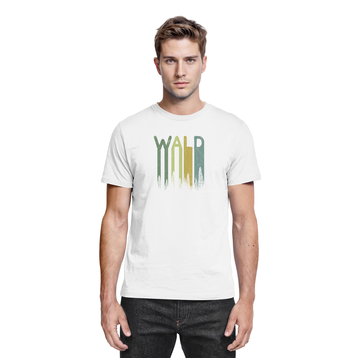 Wald Retro Forst Schriftzug - Premium Shirt
