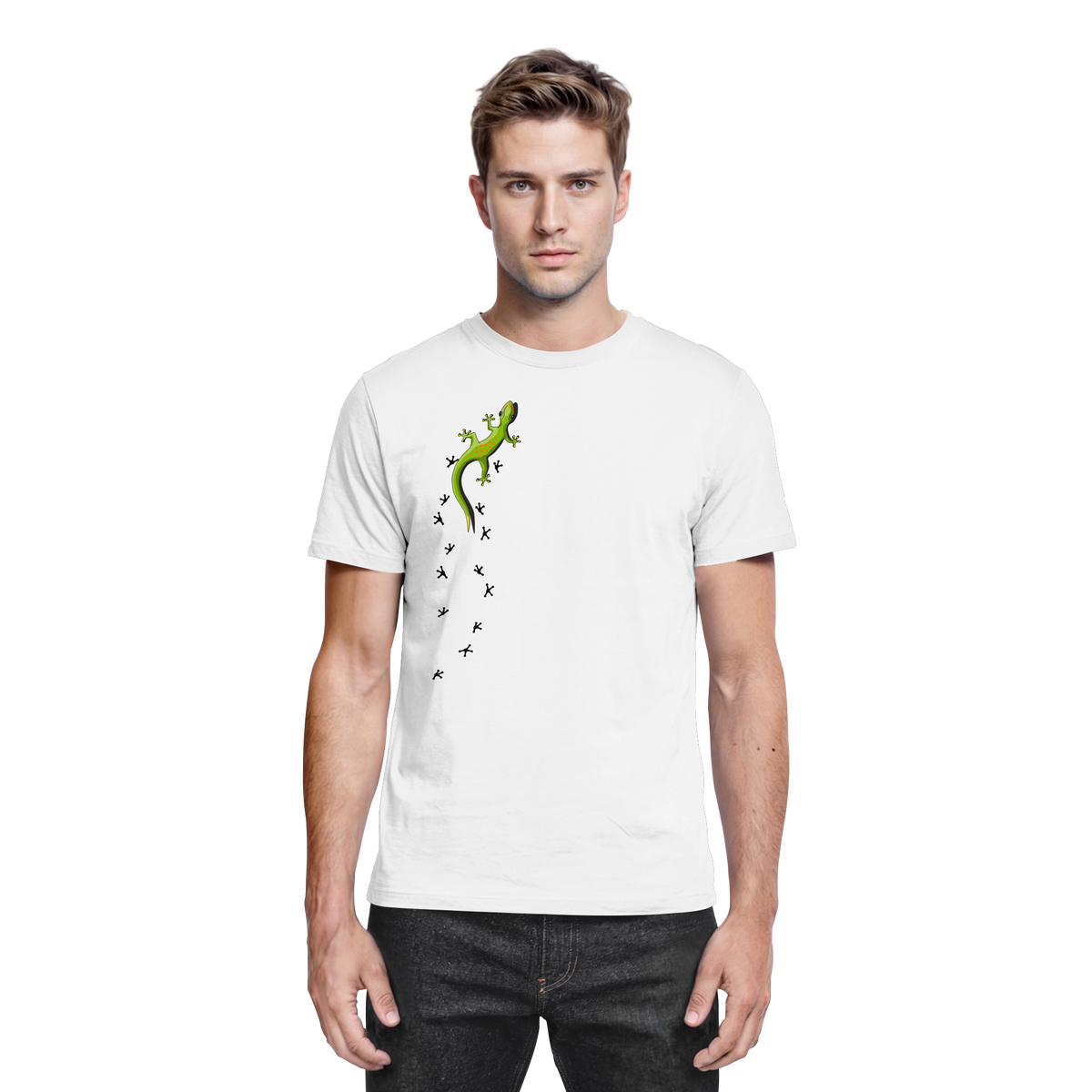 Kletternder Gecko mit Spuren - Premium Shirt