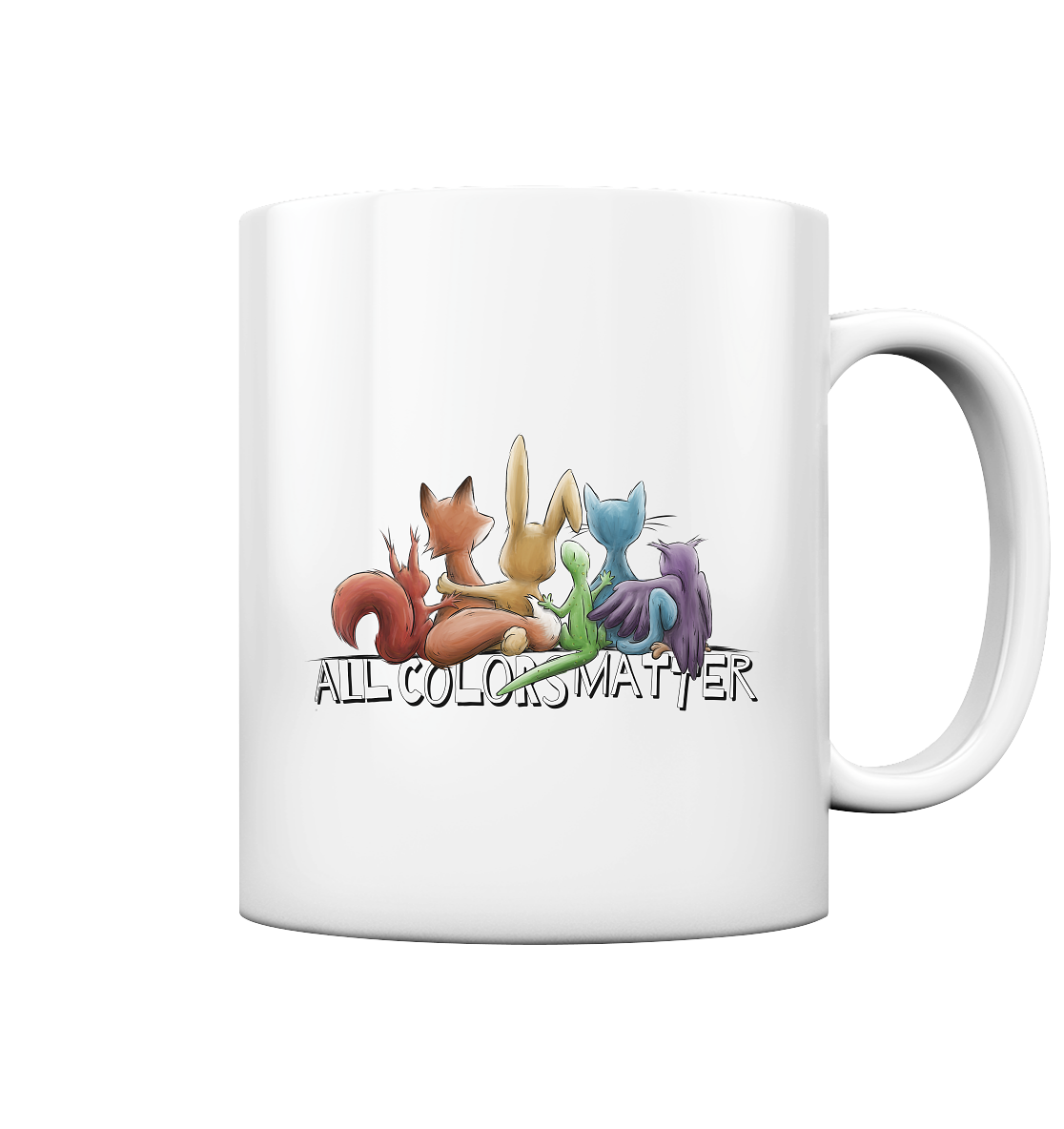 All Colors Matter! Regenbogen Tiere für Vielfalt - Tasse glossy