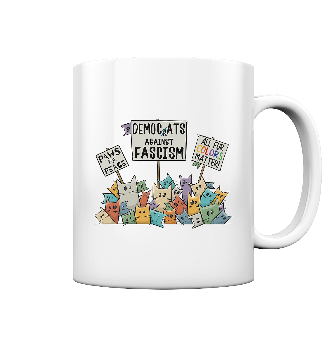 Demo-Katzen gegen Faschismus und für Vielfalt - Tasse glossy