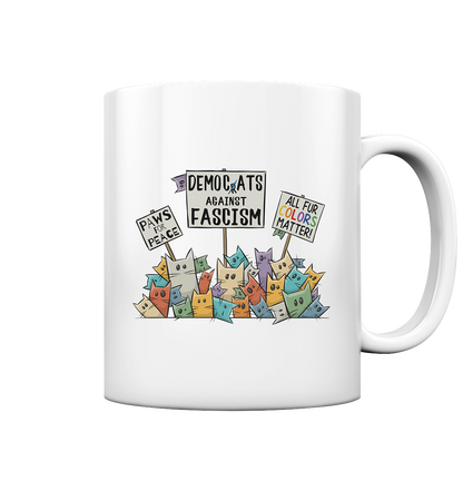 Demo-Katzen gegen Faschismus und für Vielfalt - Tasse glossy