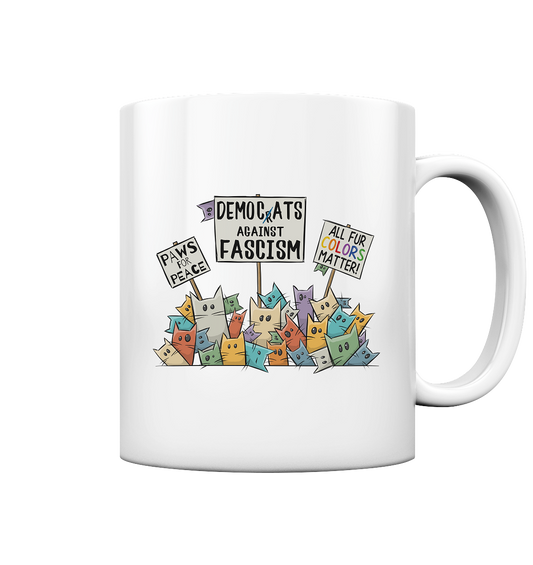 Demo-Katzen gegen Faschismus und für Vielfalt - Tasse glossy