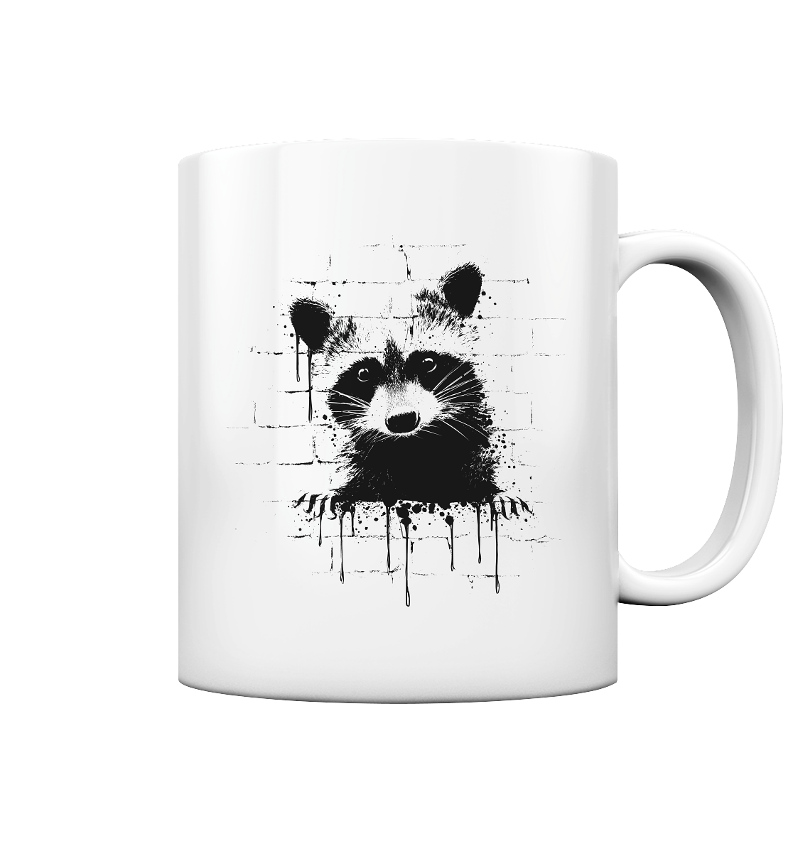 Funky Street Art Waschbär - Tasse glossy