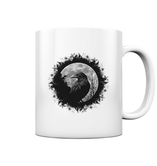 Schwarzer Rabe bei Vollmond - Tasse glossy