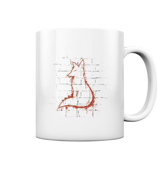 Street Art Fuchs Silhouette - Tasse glossy