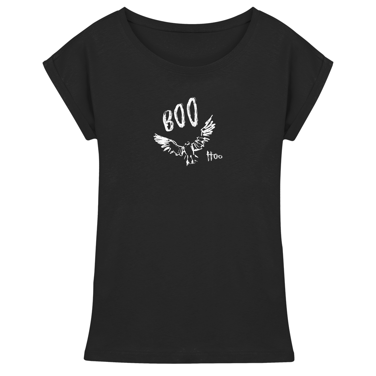 Boo Hoo! Fliegende Eule  - Womens Extended Shoulder T-Shirt