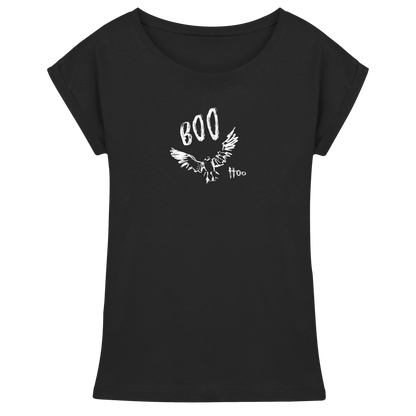 Boo Hoo! Fliegende Eule  - Womens Extended Shoulder T-Shirt