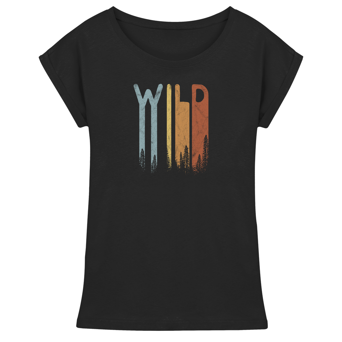 Wild Retro Schriftzug - Womens Extended Shoulder T-Shirt