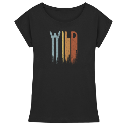 Wild Retro Schriftzug - Womens Extended Shoulder T-Shirt