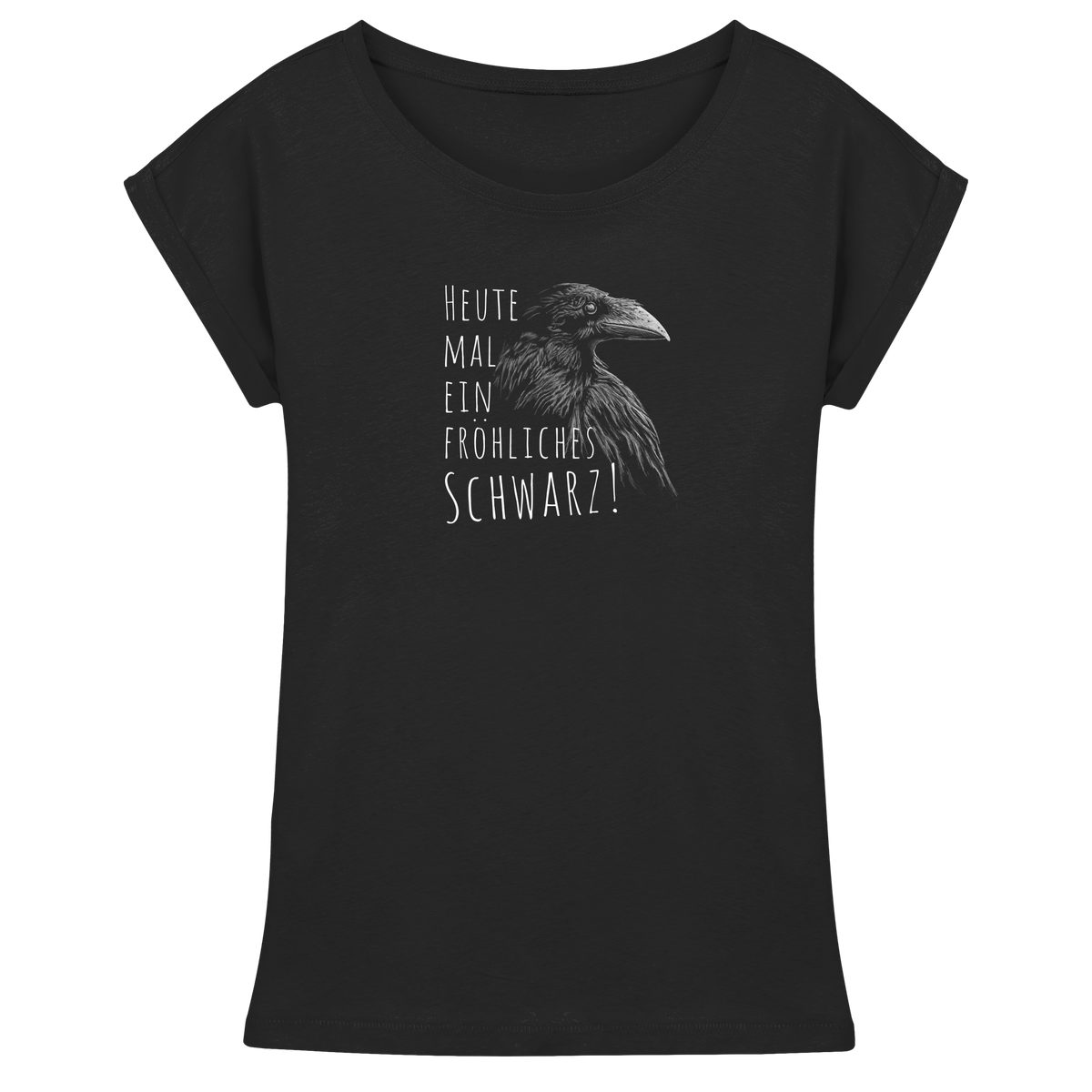 fröhlicher schwarzer Rabe - Womens Extended Shoulder T-Shirt