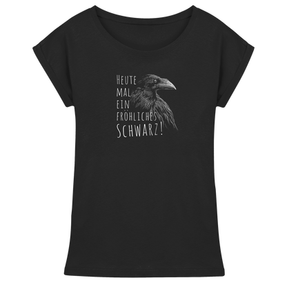 fröhlicher schwarzer Rabe - Womens Extended Shoulder T-Shirt