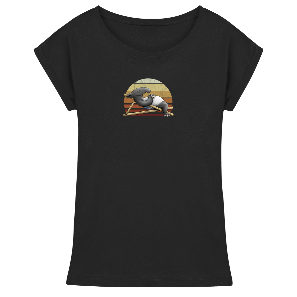 Lässiger Retro Sundown Tapir - Womens Extended Shoulder T-Shirt