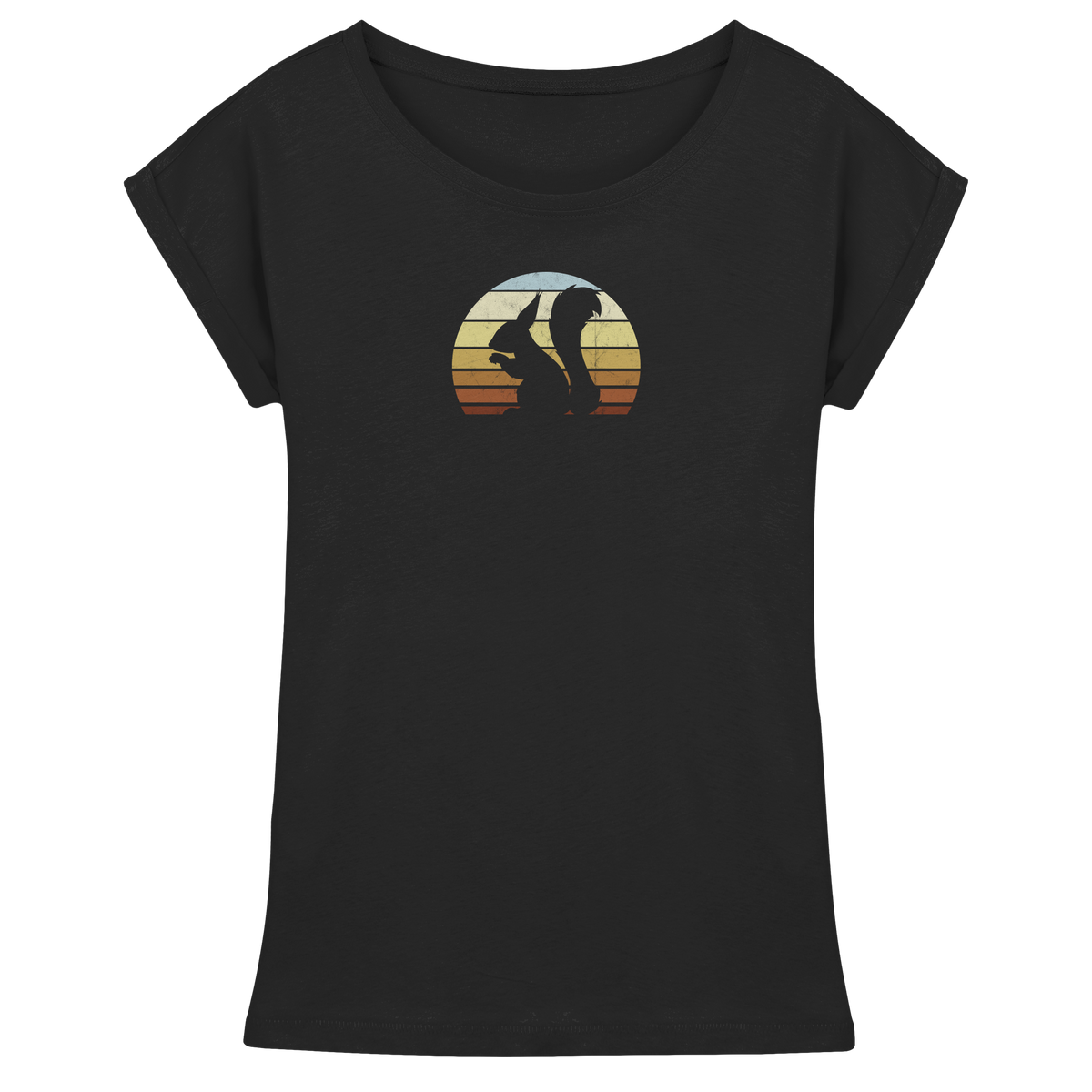 Retro Eichhörnchen Silhouette - Womens Extended Shoulder T-Shirt