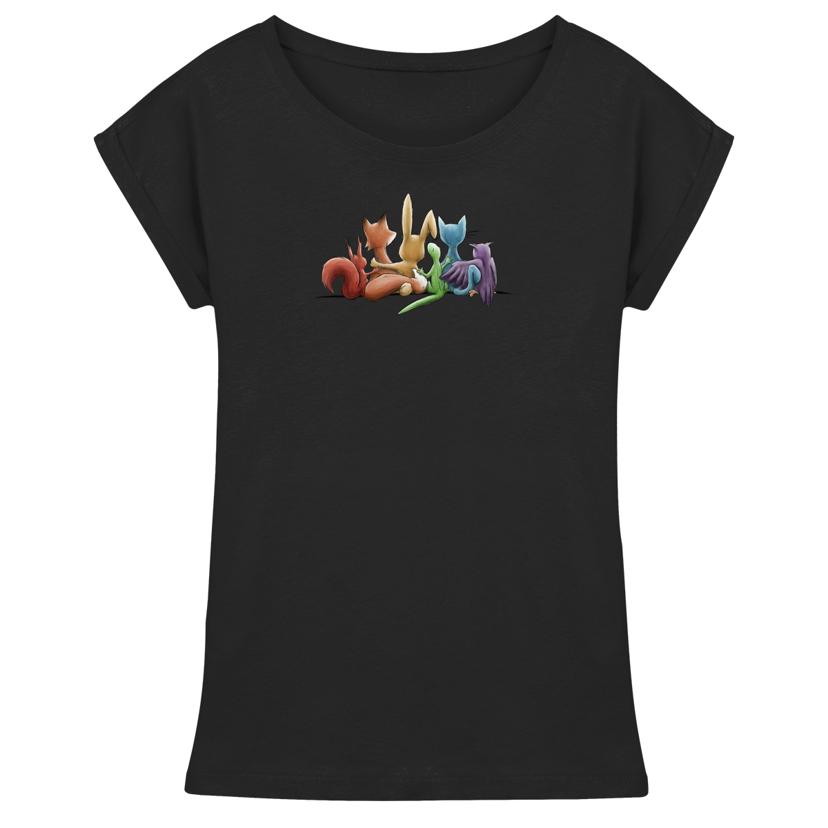 Regenbogen Tiere für Freundschaft, Toleranz und Vielfalt - Womens Extended Shoulder T-Shirt