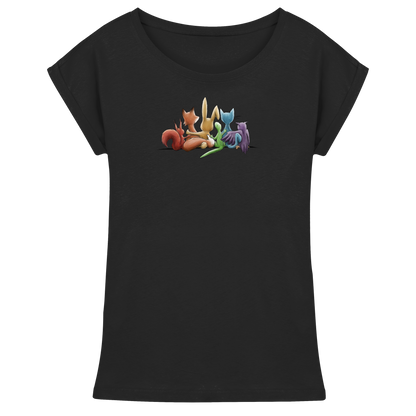 Regenbogen Tiere für Freundschaft, Toleranz und Vielfalt - Womens Extended Shoulder T-Shirt