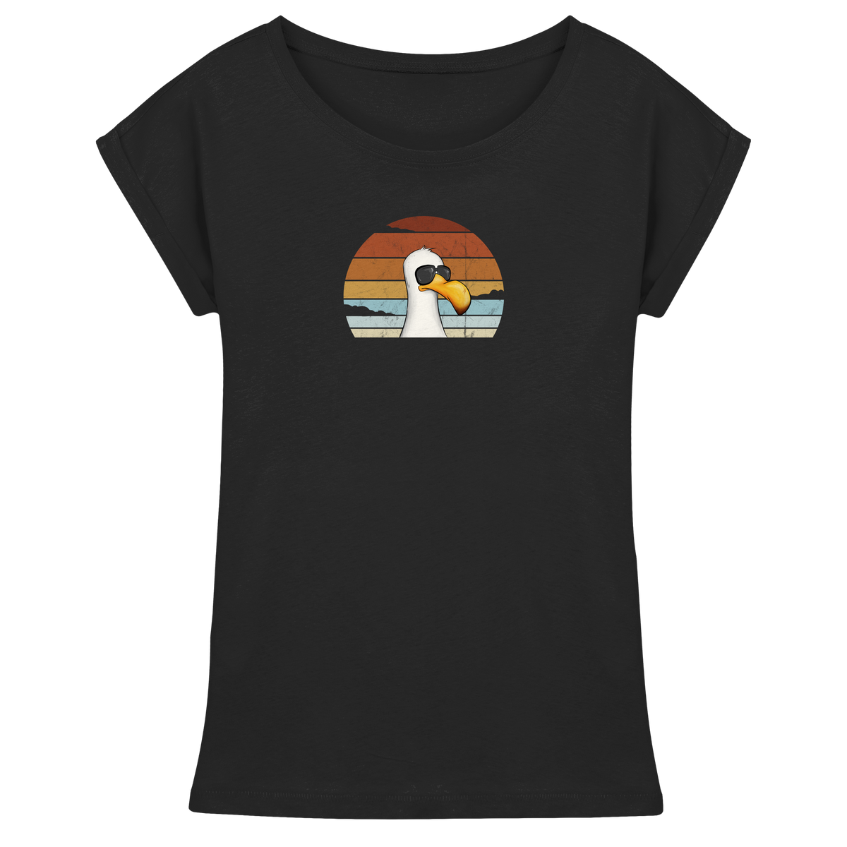 Cool lässige Retro Möwe - Womens Extended Shoulder T-Shirt