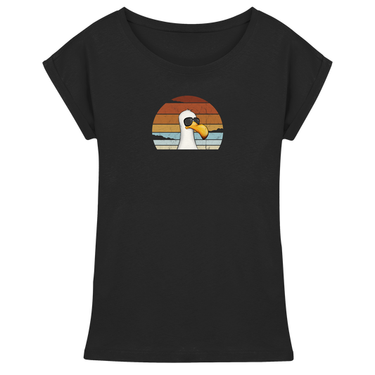 Cool lässige Retro Möwe - Womens Extended Shoulder T-Shirt