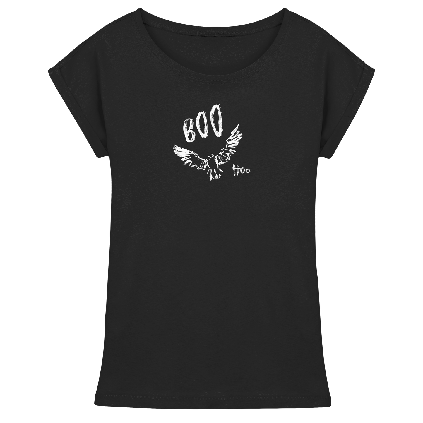 Boo Hoo! Fliegende Eule  - Womens Extended Shoulder T-Shirt