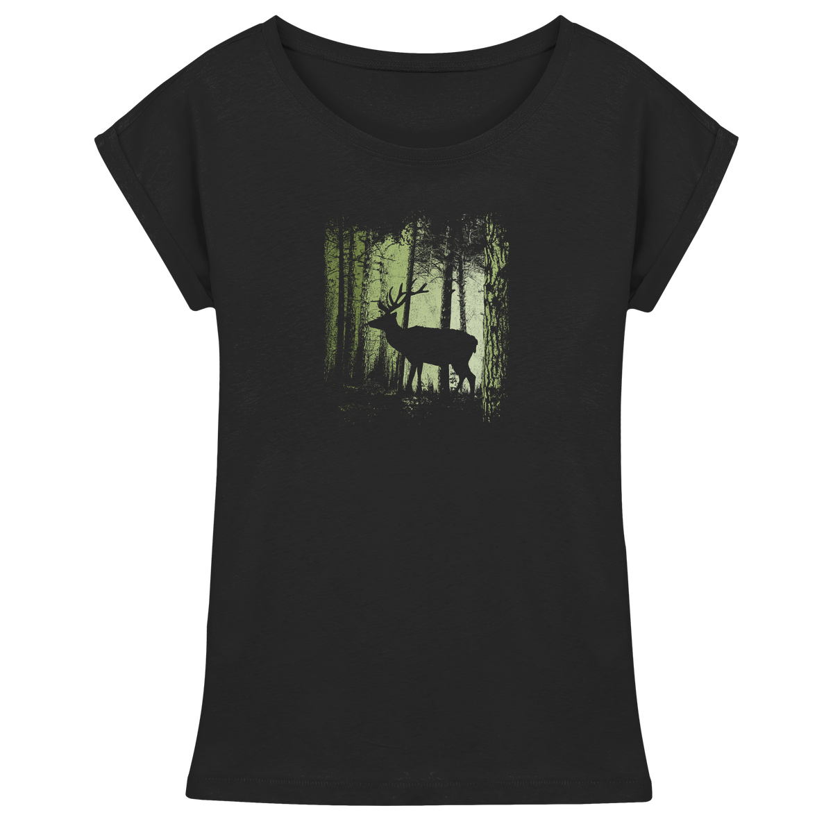 Hirsch im Zwielicht Wald - Womens Extended Shoulder T-Shirt
