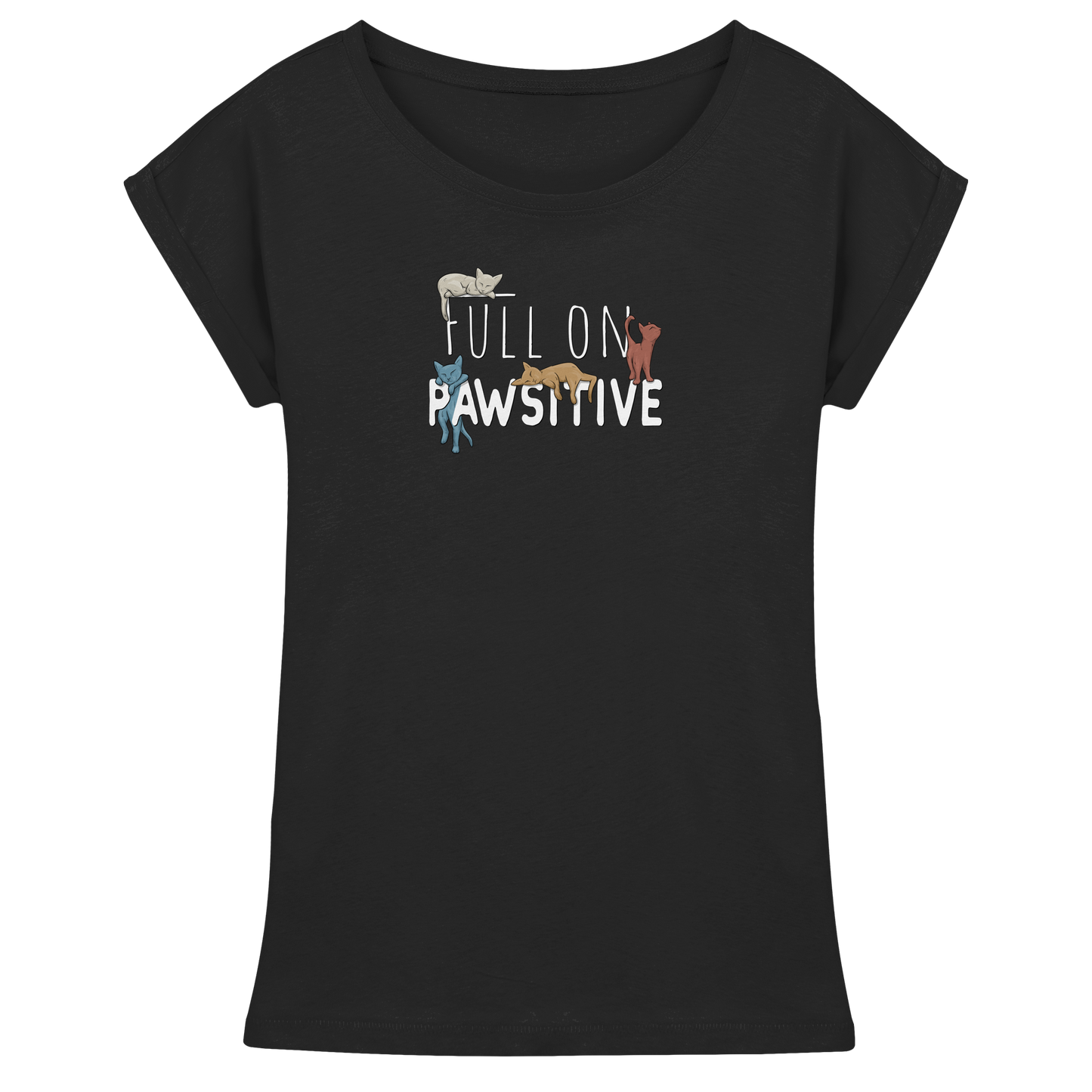 Full On Pawsitive! Gechillte Katzen - Womens Extended Shoulder T-Shirt