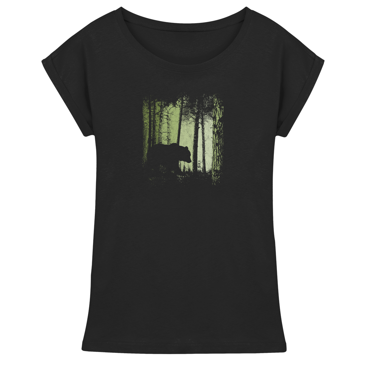 Braunbär im Zwielicht Wald - Womens Extended Shoulder T-Shirt