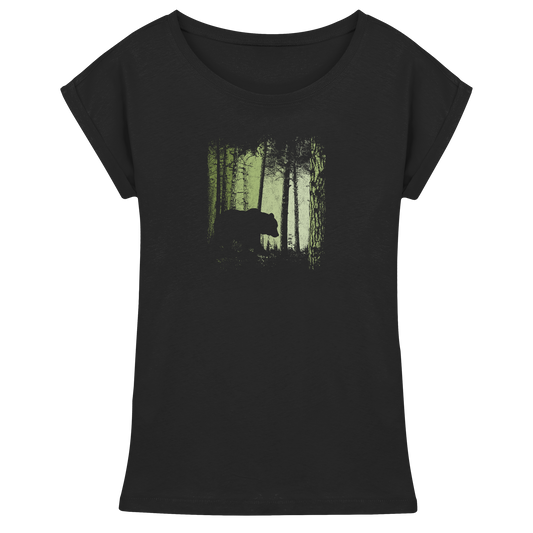 Braunbär im Zwielicht Wald - Womens Extended Shoulder T-Shirt